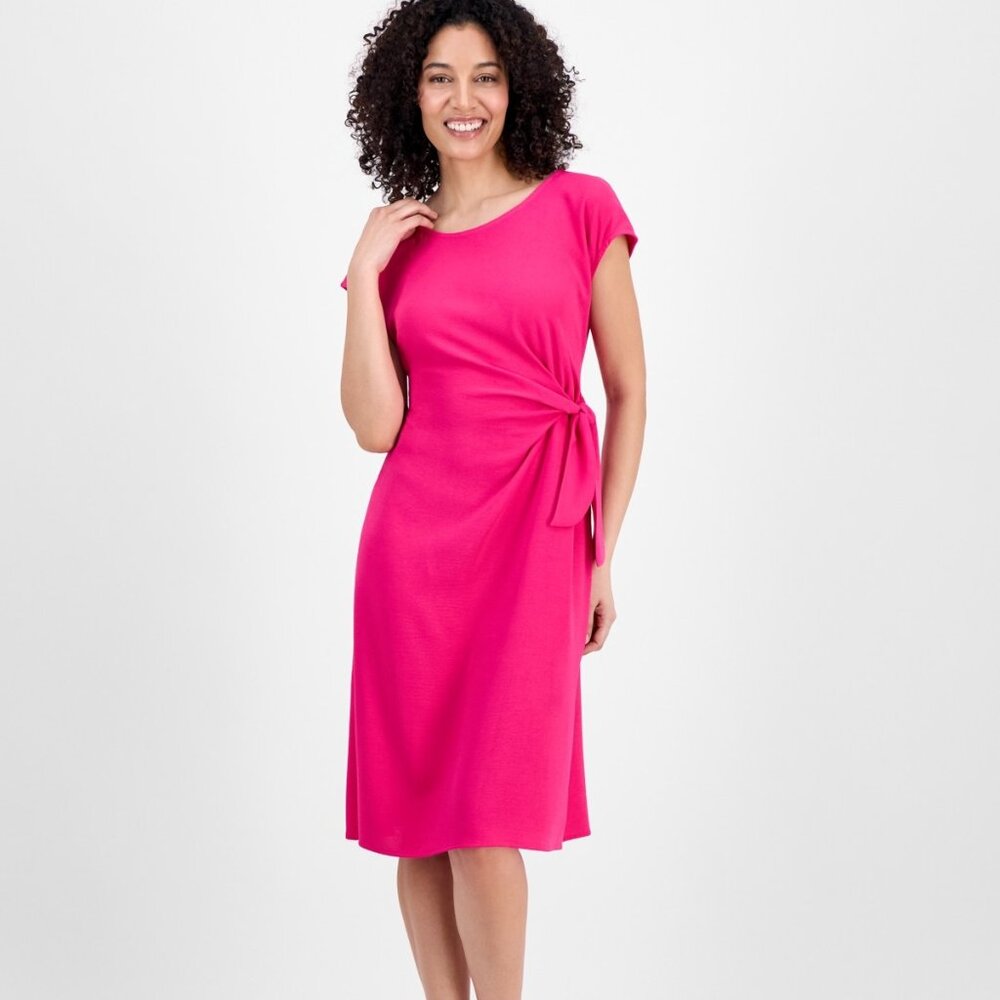 Connected Petite Bright Fuchsia Side-Tie Sheath Dress 6P NWT Midi Office